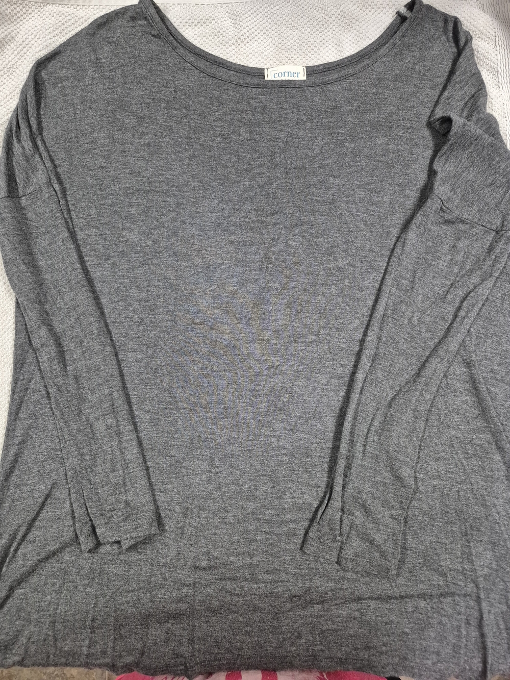 Corner Women's Long Sleeve Boatneck Top — Heather Gray
